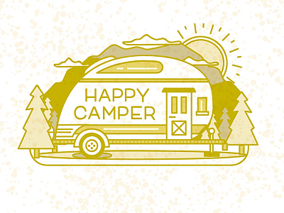 Happy Camper camper camping carolina glamping gold happy mountains sunshine trees typography