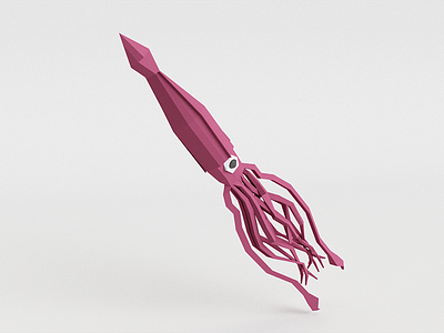 Giant Squid 3d animal beach c4d character creature low poly squid vr