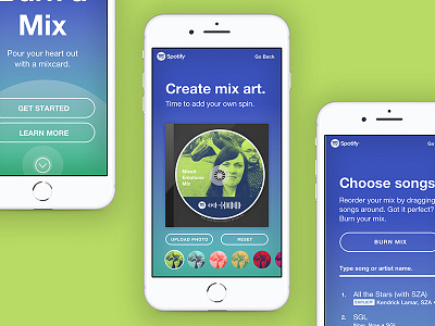 Spotify Burn a Mix Concept app app concept concept mix spotify ui ux