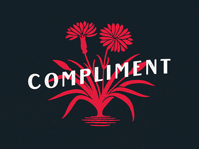 Compliment cha ching flower flowers icon logo studio ui vintage wordmark