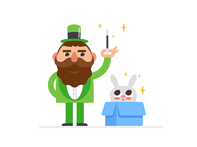 Magician cute flat illustrator magic magician rabbit simple vector