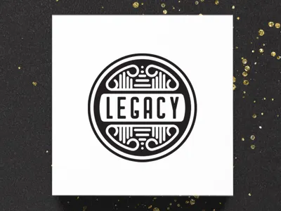 Legacy Auction Logo Stamp auction badge black and white card circle column gold legacy monoline simple stamp