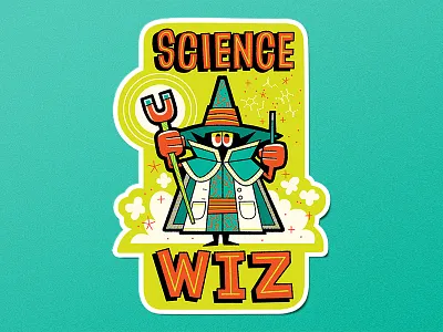 Science Wiz andrew kolb illustration kolbisneat math science sticker wizard
