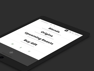iPad Menu - Coffee Marketplace app coffee ipad marketplace menu nav ui ux