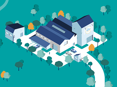 The shoe factory animation art direction illustration isometric