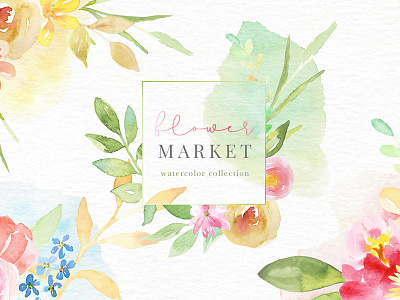 Flower Market Watercolor Collection alphabet floral flower frame hand painted invitation letters seamless watercolor watercolor collection wedding wreath