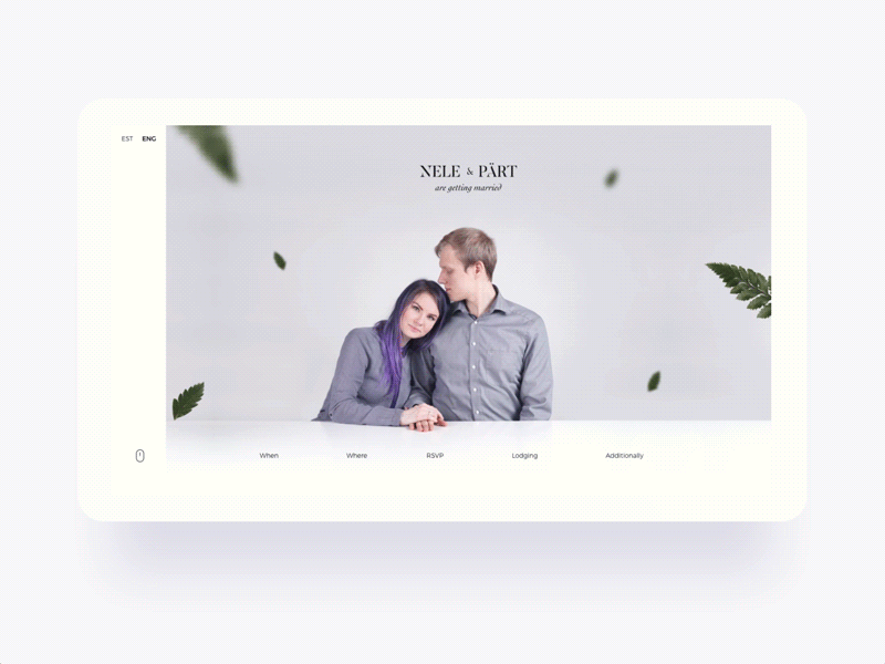 One sleek website animation flowers landing light minimal parallax rsvp ui ux we web wedding