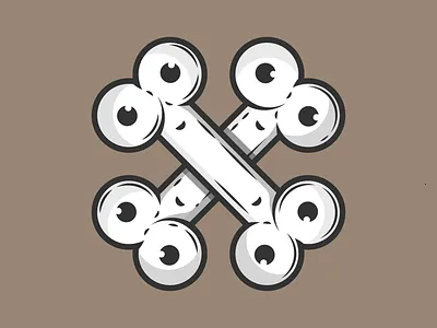 Bone eyed cross dribbble dribbblers eyes flat icon illustration none skull smile vector x