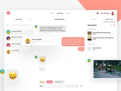 #3-Onboarding - chat interface web chat emoji fun message minimal profile send sms text web web app