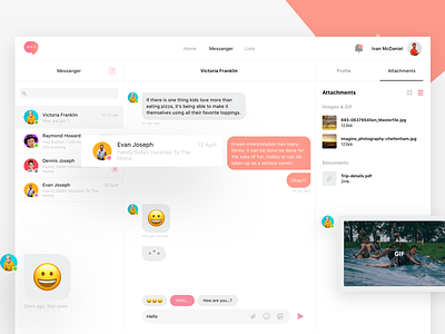 #3-Onboarding - chat interface web chat emoji fun message minimal profile send sms text web web app