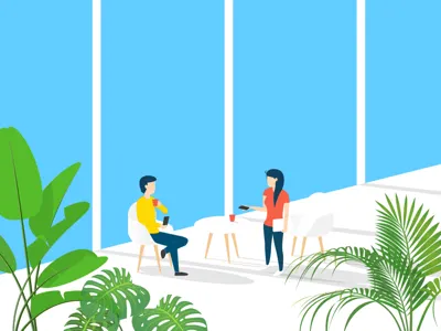 Relaxing space coffee conversation plants relax space work