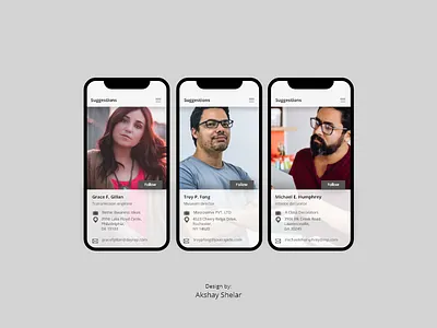 Suggestions UI for Social Media App ios iosui iphonex ui uiux userexperience userinterface ux