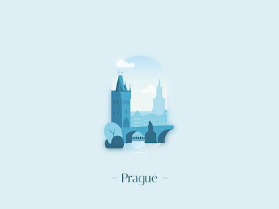 Prague - Charles Bridge architecture bridge building city cloud colours design illustration old prague tower vector