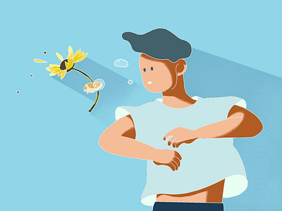 In the dream blue color design drawing graphic illustration yellow