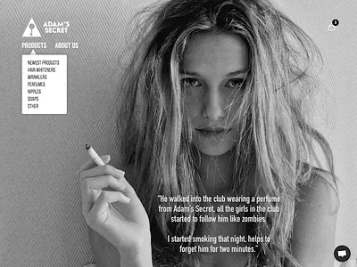 Adam's Secret Homepage bag cart dropdown e commerce fashion girl hero homepage menu store