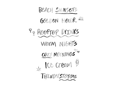 Happy Summer List cute hand lettering happy ice cream lettering list sunset watercolor