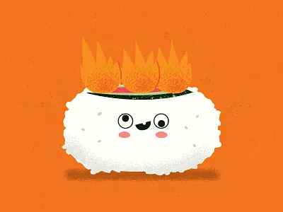 Sushi On fire characterdesign drawing food illustration japanese japaneserestaurant soup sushi sushilover tempura texture