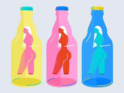 Łomża Jasne Pełne ass beer bottle flat illustration kardashian woman