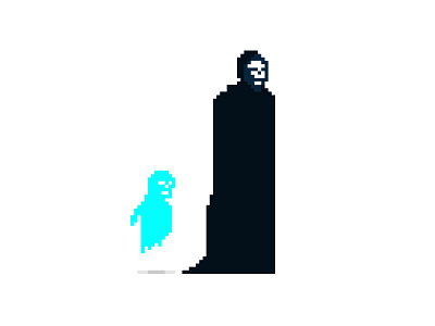 Death and his souls 8bit black death illustration pixel skull soul