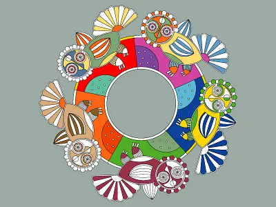 Vector Birds birds folk garland illustrator naive vector