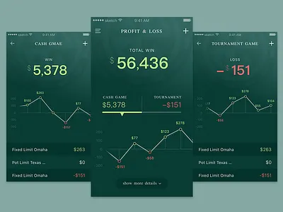 Poker Tracker App UI gambling game green poker ui ui design