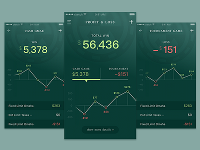 Poker Tracker App UI gambling game green poker ui ui design