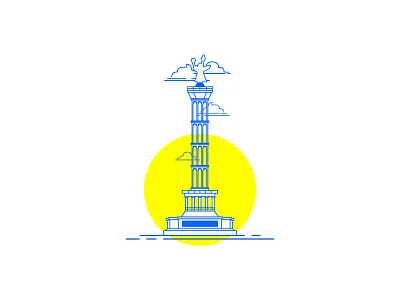 The Victory Column art blue branding clean design flat icon illustration logo design minimal vector yellow