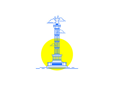 The Victory Column art blue branding clean design flat icon illustration logo design minimal vector yellow