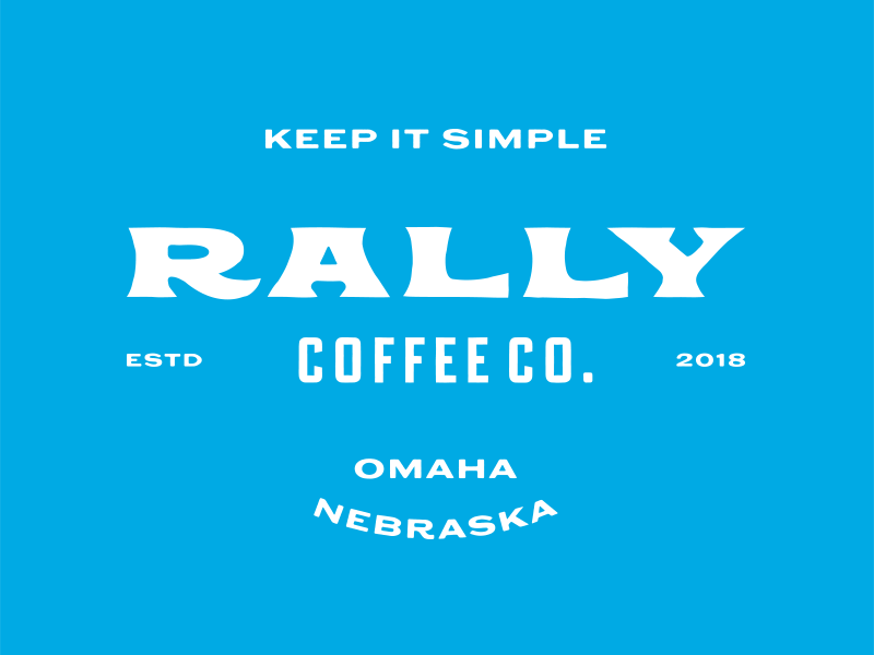 Rally Coffee Co. blue branding coffee custom typography lockup logo mark omaha type typography