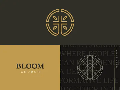 Bloom Church bloom brand brand identity branding church cross icon leaves logo logo design symbol