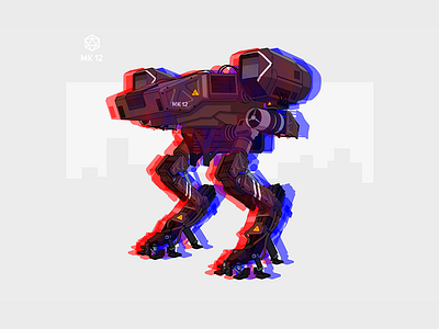 MK 12 city future illustration military robot security weapons