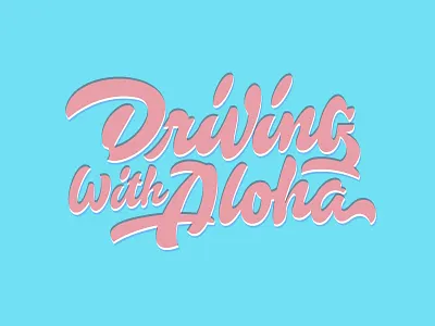 Driving with Aloha aloha custom flow lettering stickers