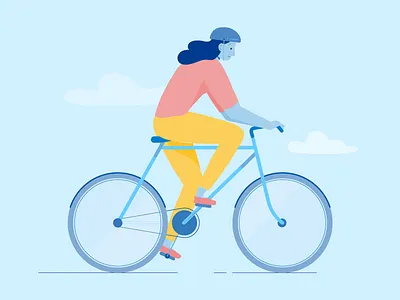 Cycling animation bicycle character illustration wheels woman