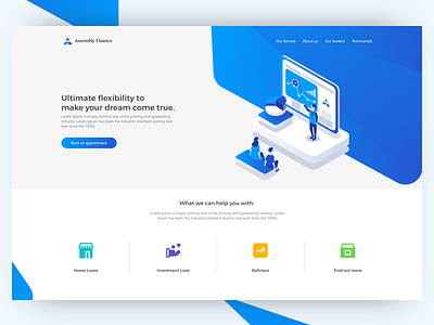 Finace landing page banking broker dailyui marketing mortgage simple ui uiux