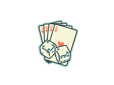 Luck be a Lady cards casino dice flat design gambling hearts illustration line luck vector