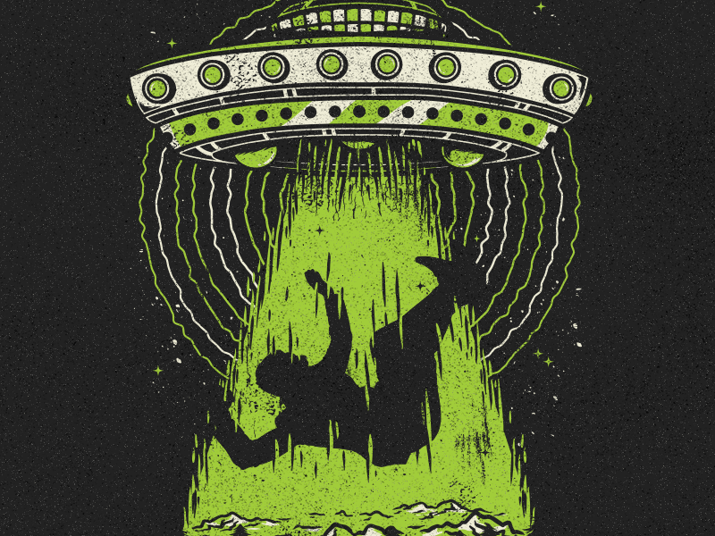 UFO aliens mountain space ufo vector