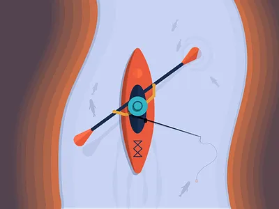 30 Min Challenge - Kayak (Take 2) 30 minute 30 minute challenge 30minutechallenge fish fishing illustration kayak river stream sunset