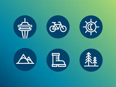 Pacific Northwest Icons airport alaska bike hiking icon mountain pacific northwest seattle tree