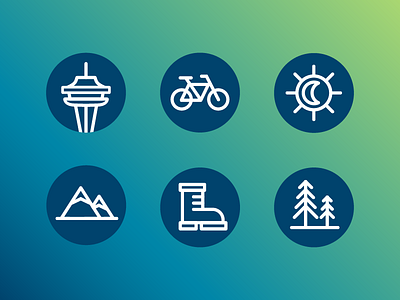 Pacific Northwest Icons airport alaska bike hiking icon mountain pacific northwest seattle tree