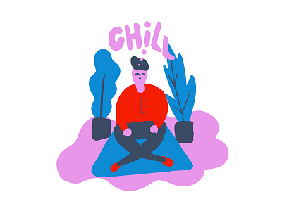 Chill character flat illustration ipad ipad pro procreate