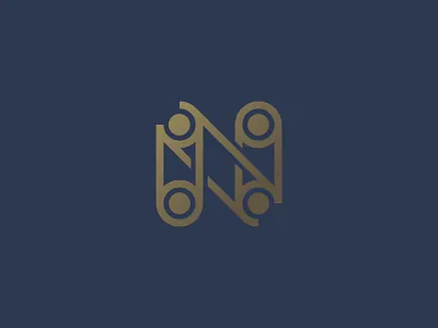 N Monogram Exploration - Hardware Mark blue construction gold hardware letter line art monogram monoline n