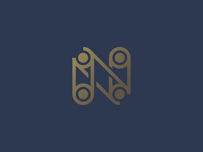 N Monogram Exploration - Hardware Mark blue construction gold hardware letter line art monogram monoline n