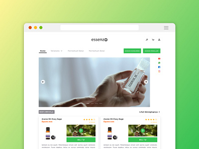 essenzo - landing page card ecommerce landing page product design thumbnail ui ui component ux web design