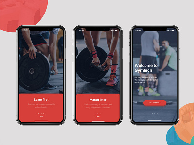 Walkthrough Mockup - GymTech app design gym ios iphone x mockup ui walkthrough