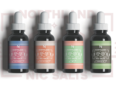 Northland Nic Salts bottles labels packagedesign trees vape