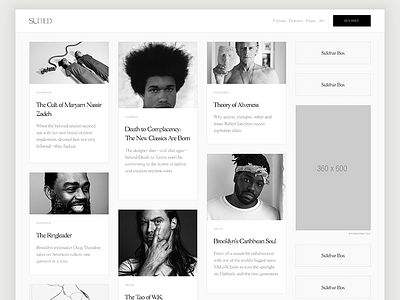 SUITED Magazine (Archive Layout 3x w/ Sidebar) archive editorial layout sidebar