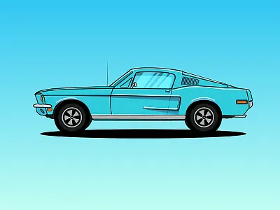 1968 Ford Mustang car colorful ford illustration illustrator jaafar mustang vector youssef