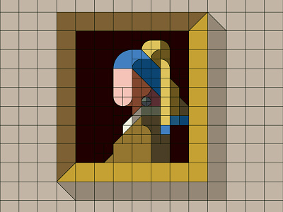 GRID WIP "Girl with a Pearl Earring" flat geometry iconic illustration masterpiece minimal nemury patchworkapp simple vermeer