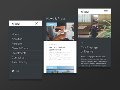 Mobile - Developer digital estate menu mobile news real responsive ui ux