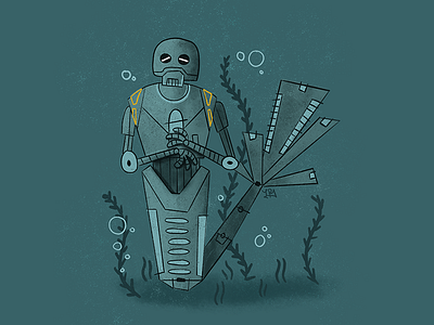 K-2SO Mermaid droid illustration k 2so mermaid mermay star wars